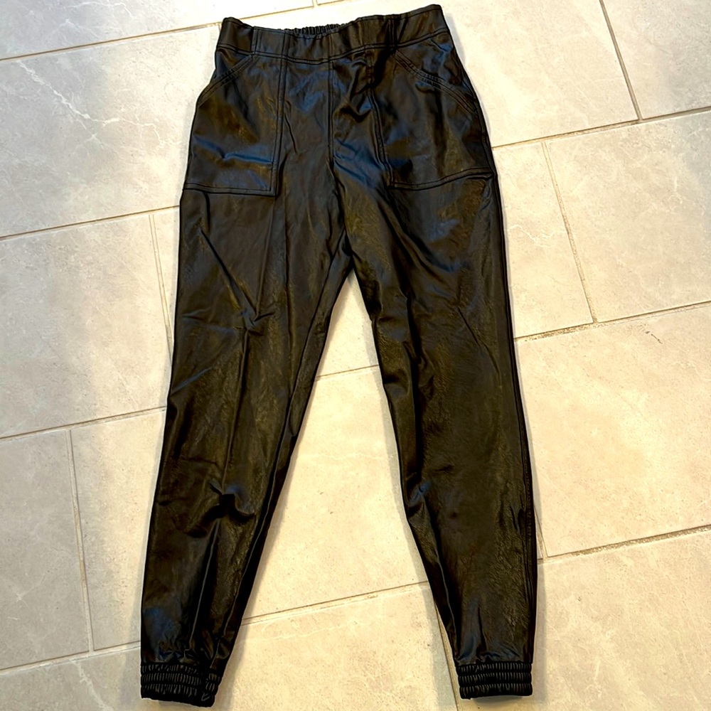 SPANX Shiny Black Jogger Pants